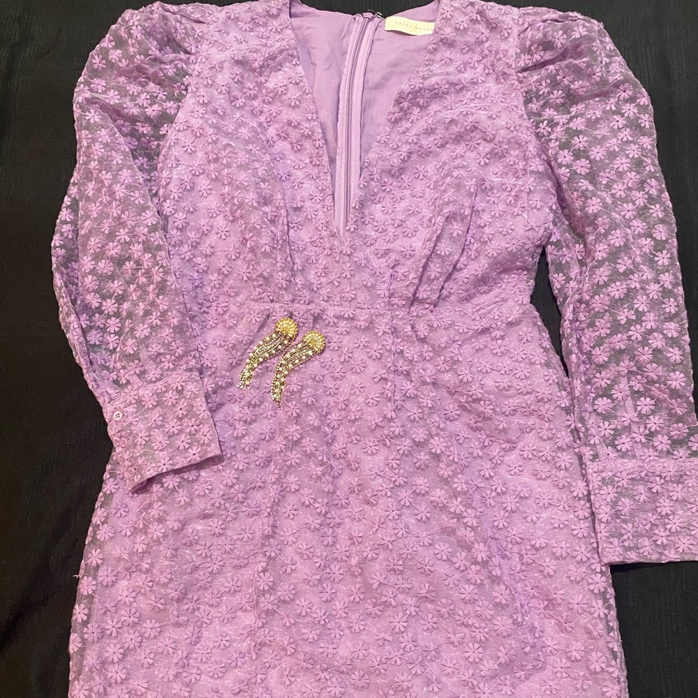 Lavender Sheer Floral Print Mini Dress